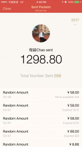 Red Packets sent for Chao Startup Club